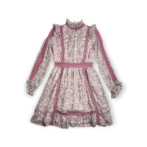 NEW Topshop Pink Floral Lace Insert Mock Neck Mini Dress